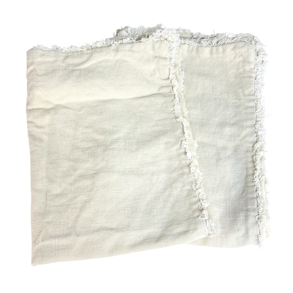 Casaluna Pillow Sham Cream Fringed Linen Blend Boho Home Full Queen